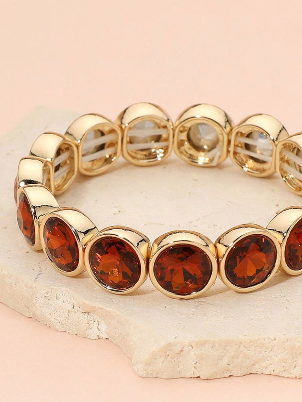 Gem Beaded Stretch Bracelet - Amber or Blue